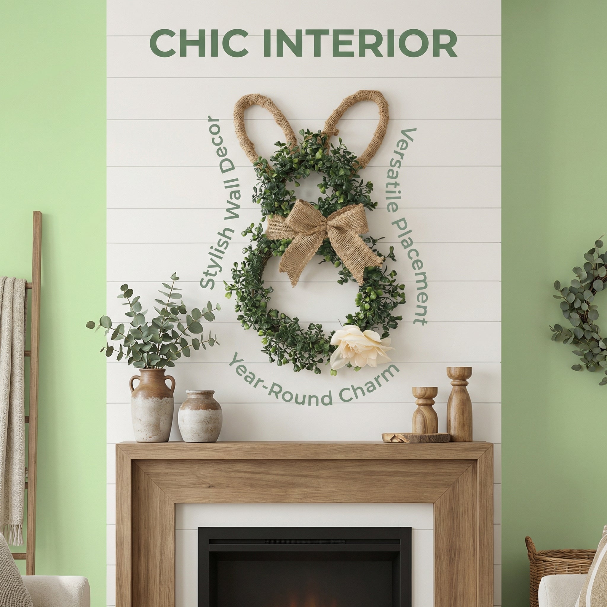 Easter Bunny-Themed Artificial Flower Wreath