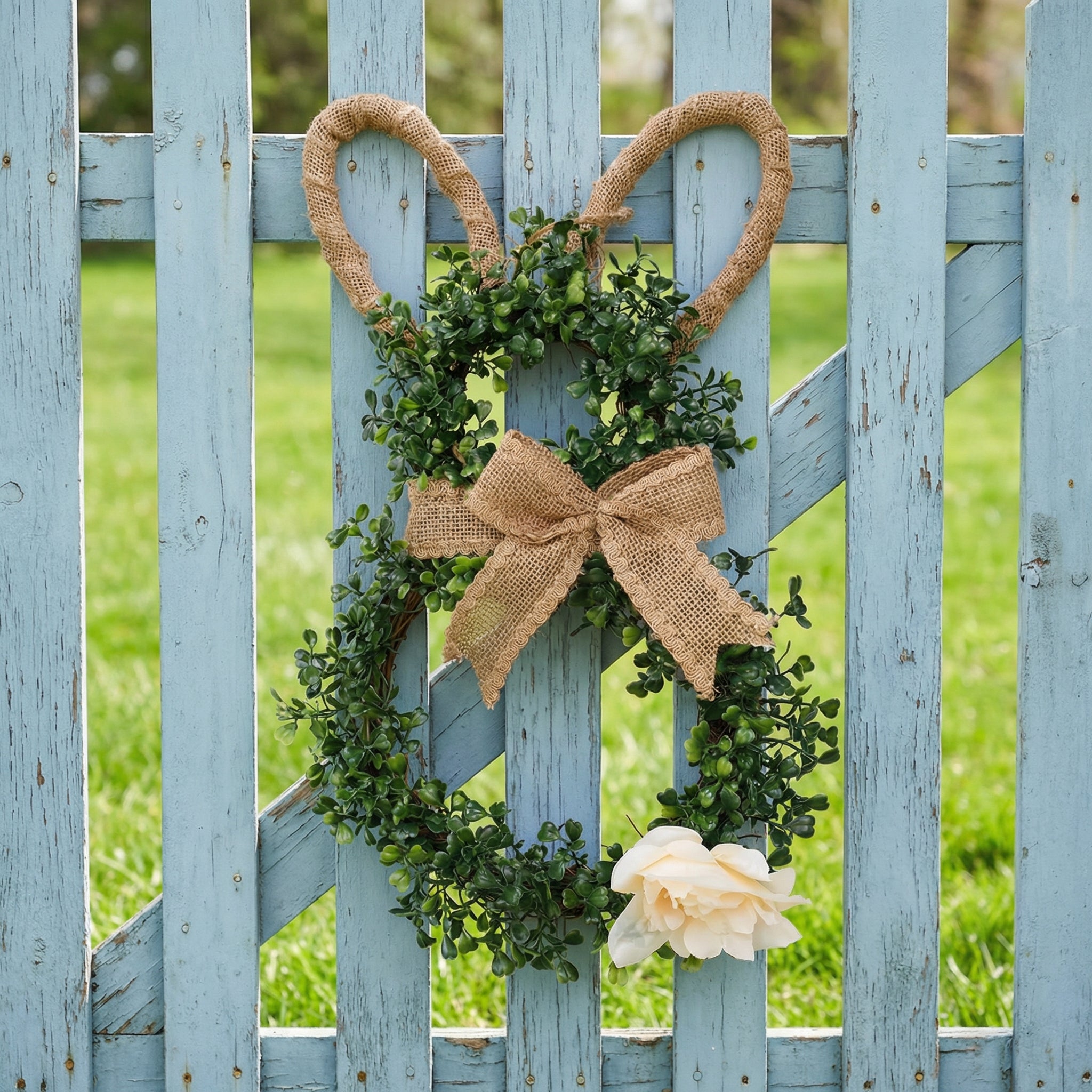 Easter Bunny-Themed Artificial Flower Wreath