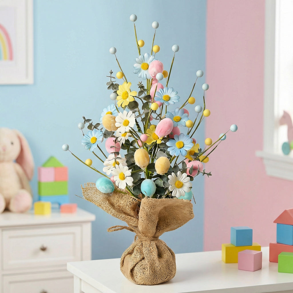 Easter Egg Tree Decoration,Easter Table Tree Decoration, Artificial Easter Egg Tree with Burlap Base