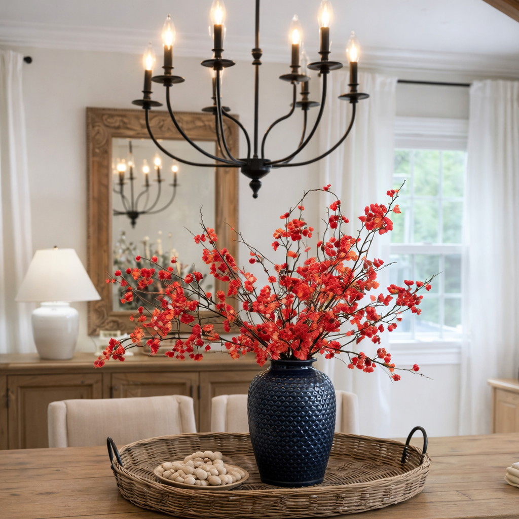 5 Stems Artificial Cherry Blossom Branches Spring Indoor Decoration