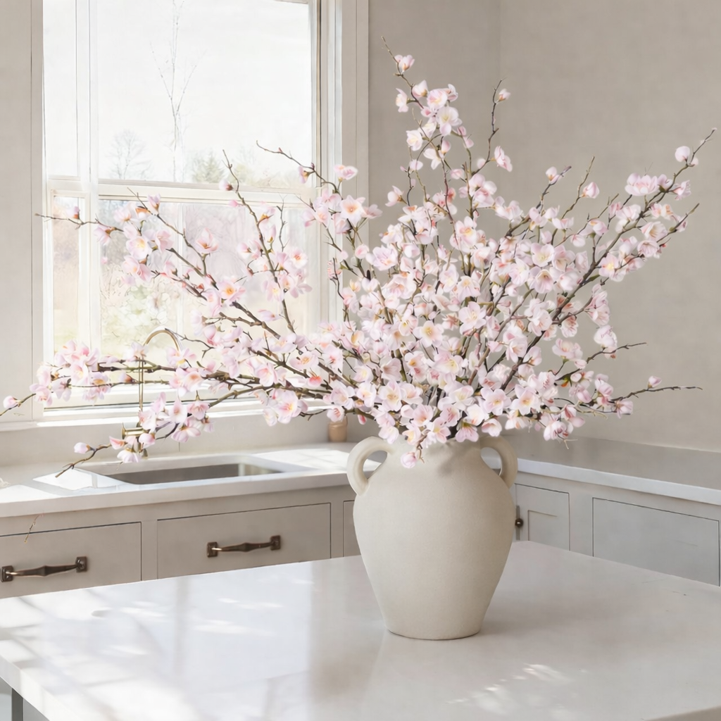 5 Stems Artificial Cherry Blossom Branches Spring Indoor Decoration