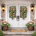 Artificial Tulip Door Swag with Greenery Leaves and Burlap Bow