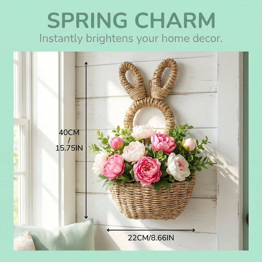 Bunny Basket Hanging Wall Pocket Spring Decor