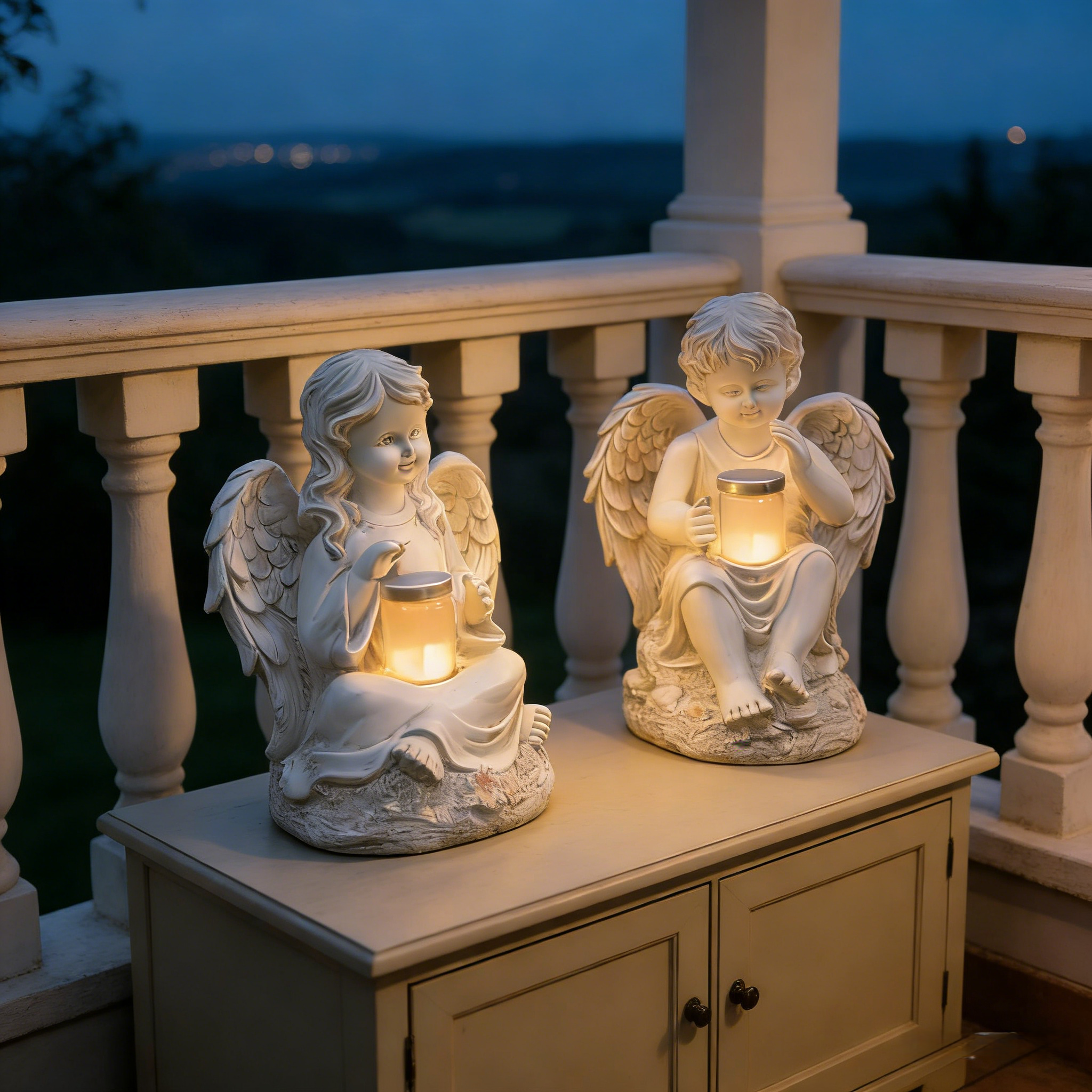 Angel Craft Figurines Garden Ornament Solar Lamp