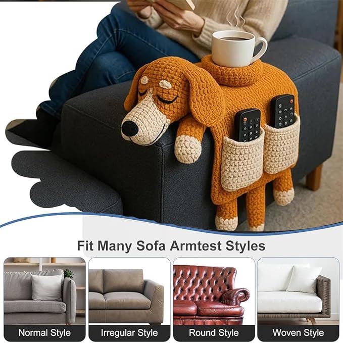 Crochet Dog Sofa Organizer with Cup Holder