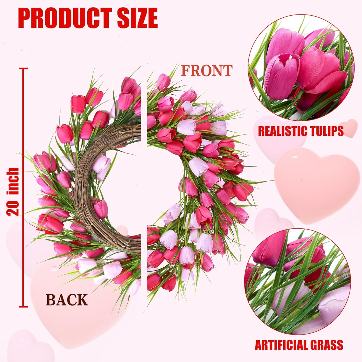 Artificial Tulip Wreath for Easter and spring decorating