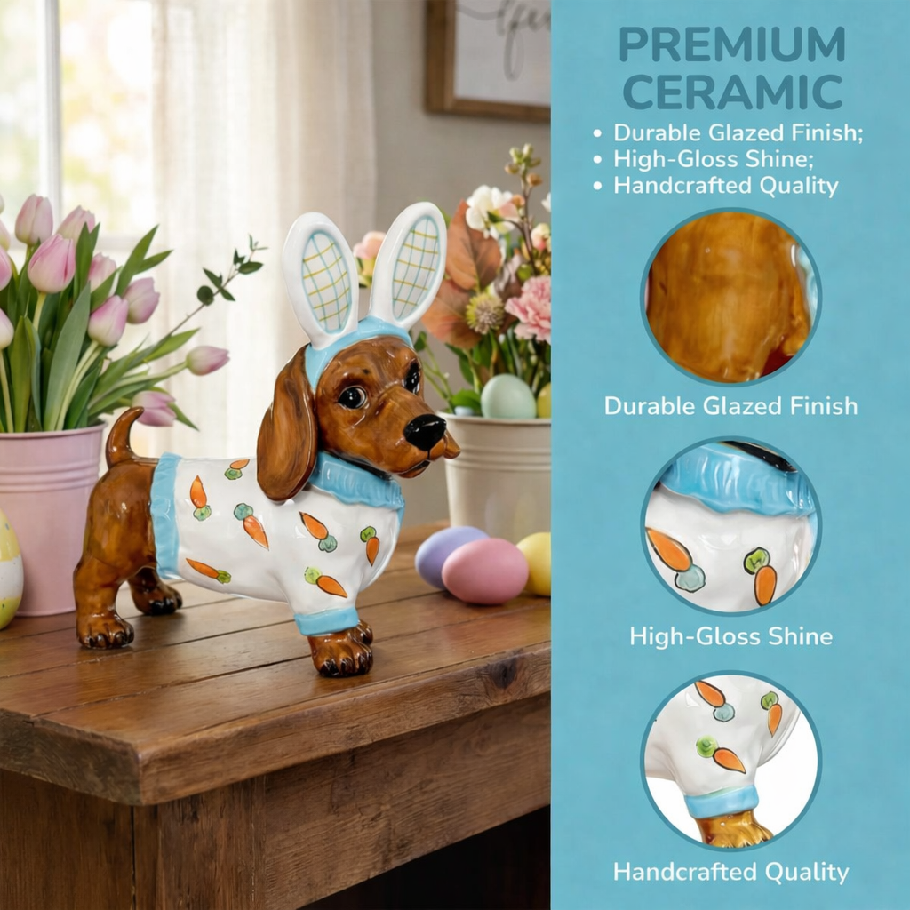 Easter Bunny Dachshund Statue