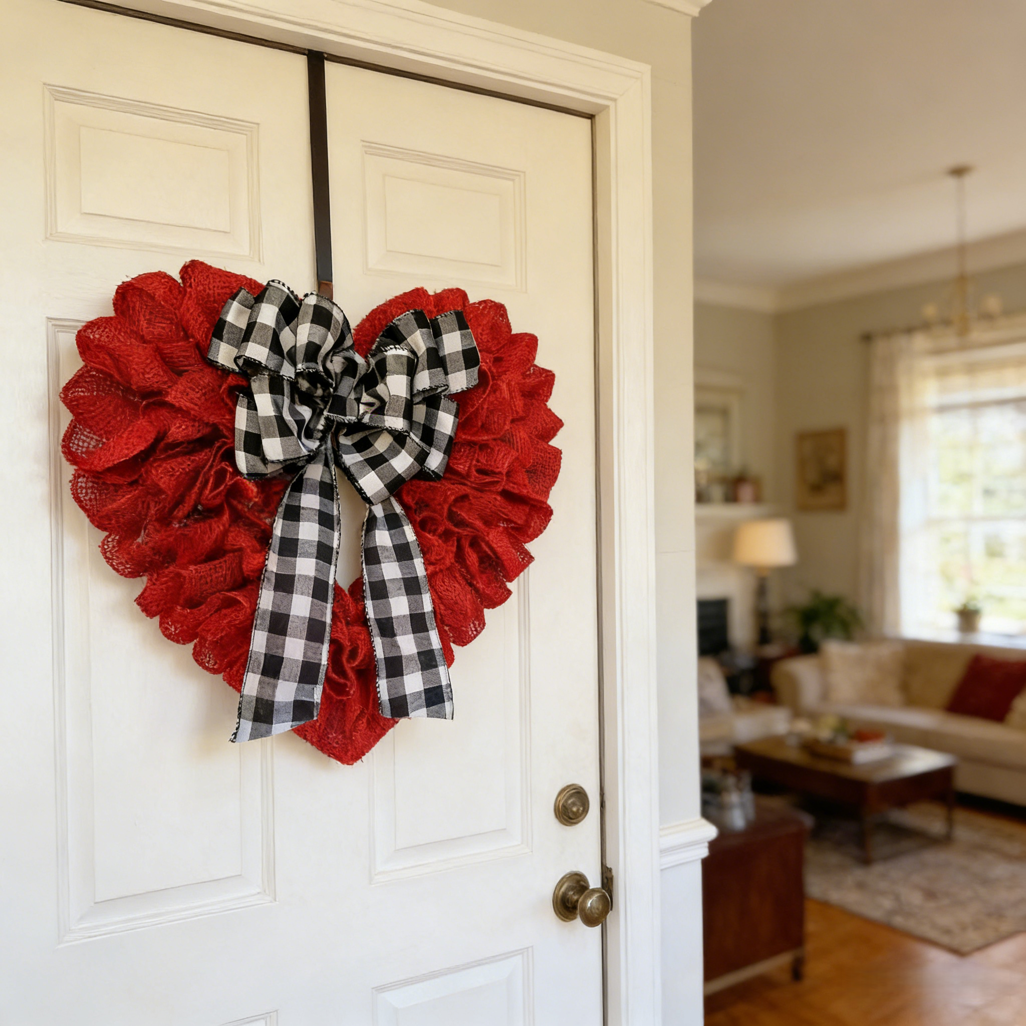 Valentines  Burlap Wreath  Door Decor
