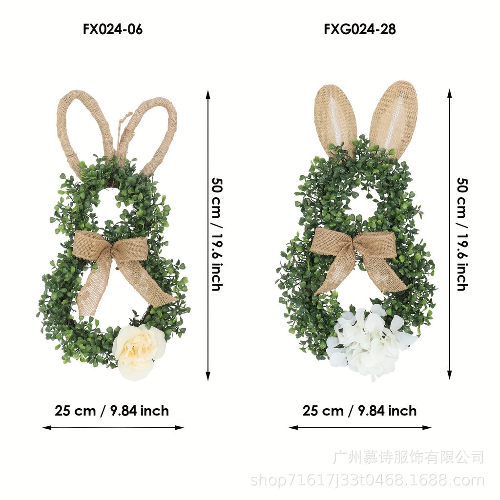 Easter Bunny-Themed Artificial Flower Wreath