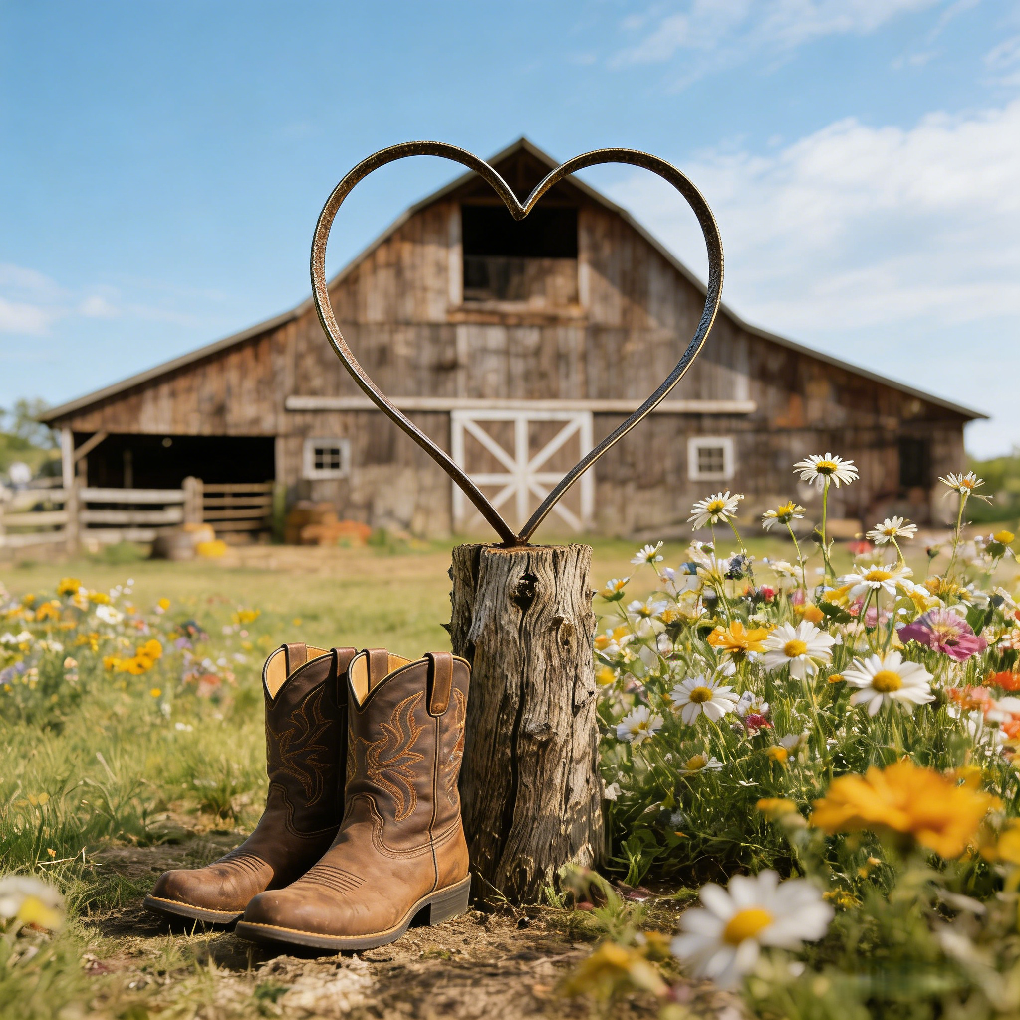 Rustic Metal Heart Garden Stake