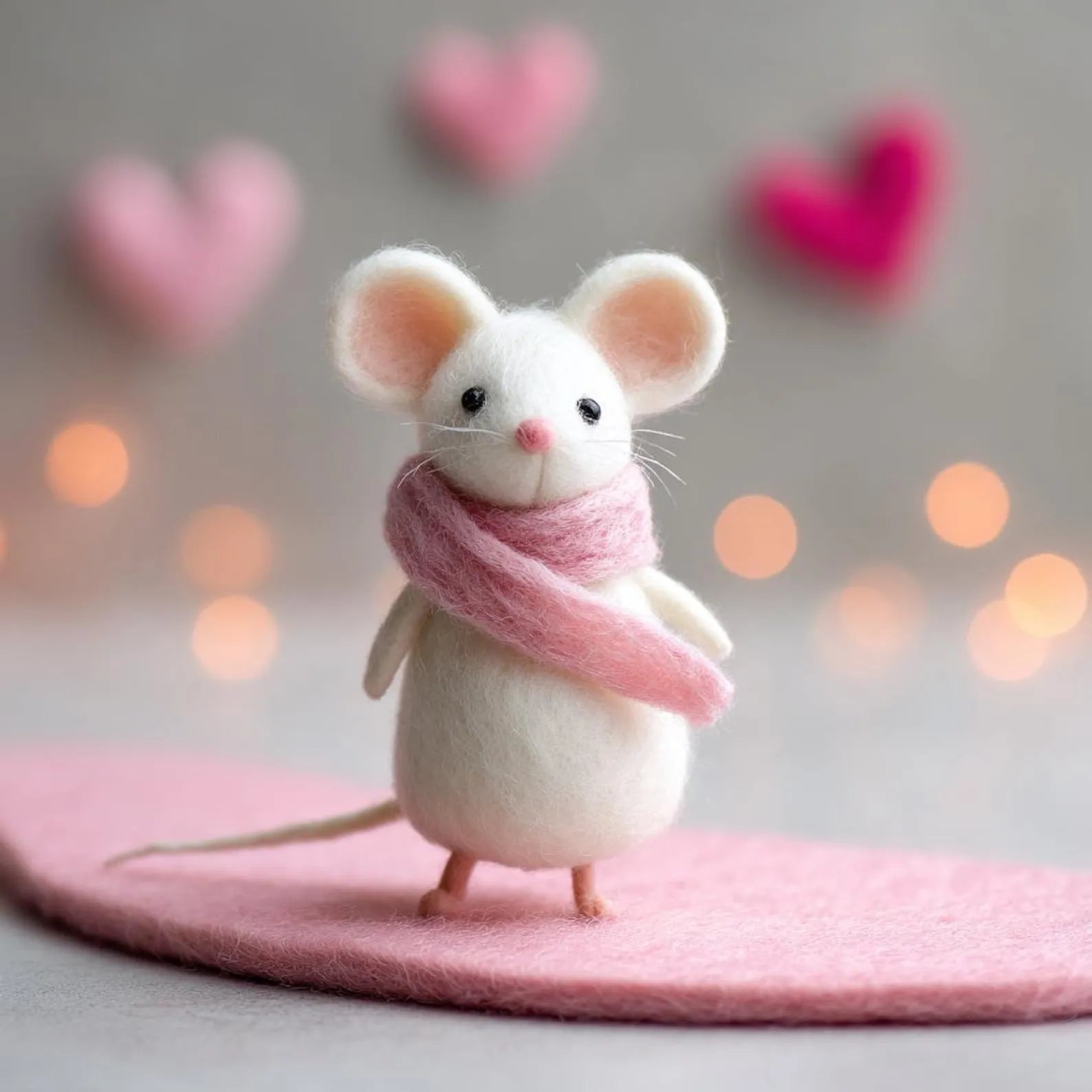 Handmade Needle Felted Mouse ,Valentine's Day Gift