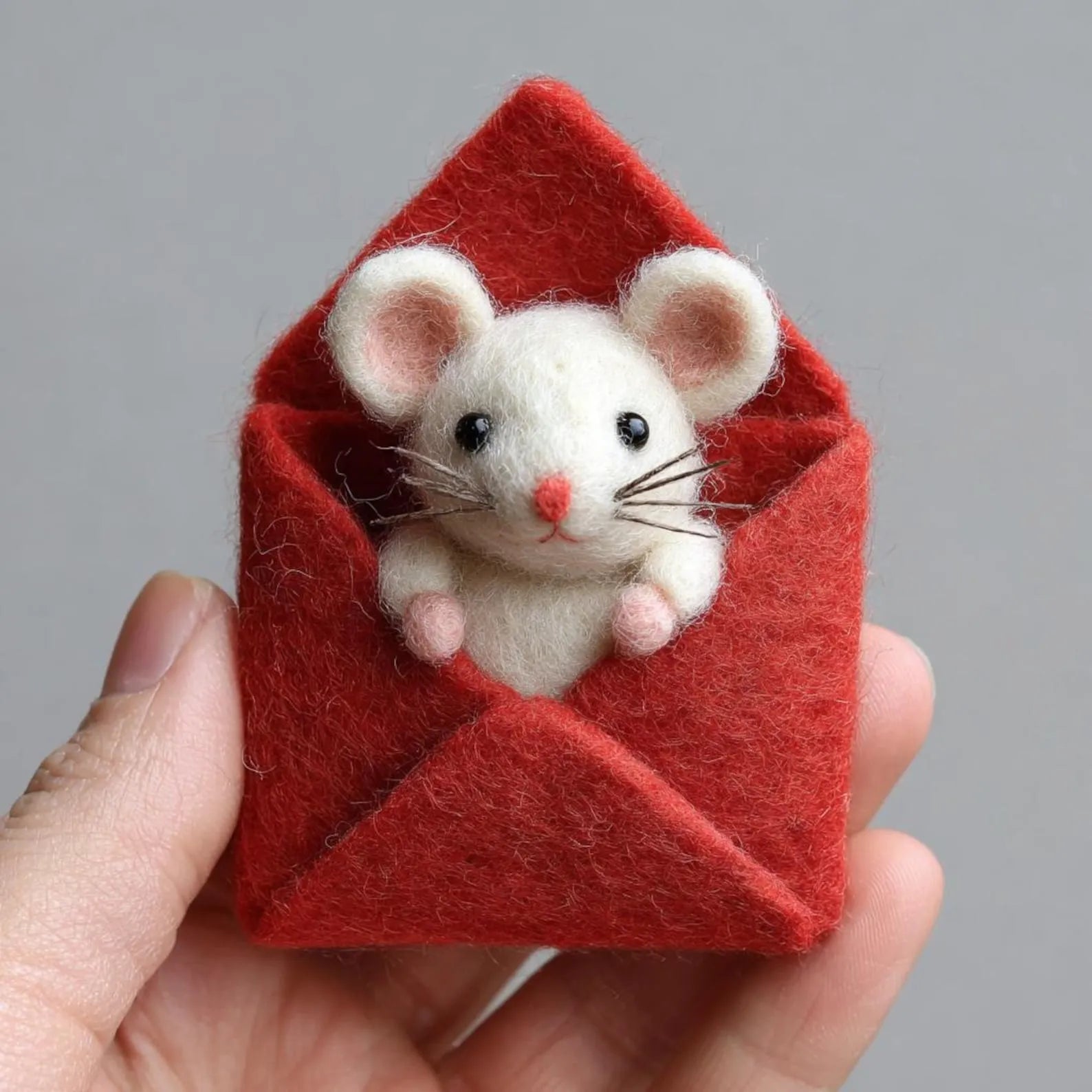 Handmade Needle Felted Mouse ,Valentine's Day Gift