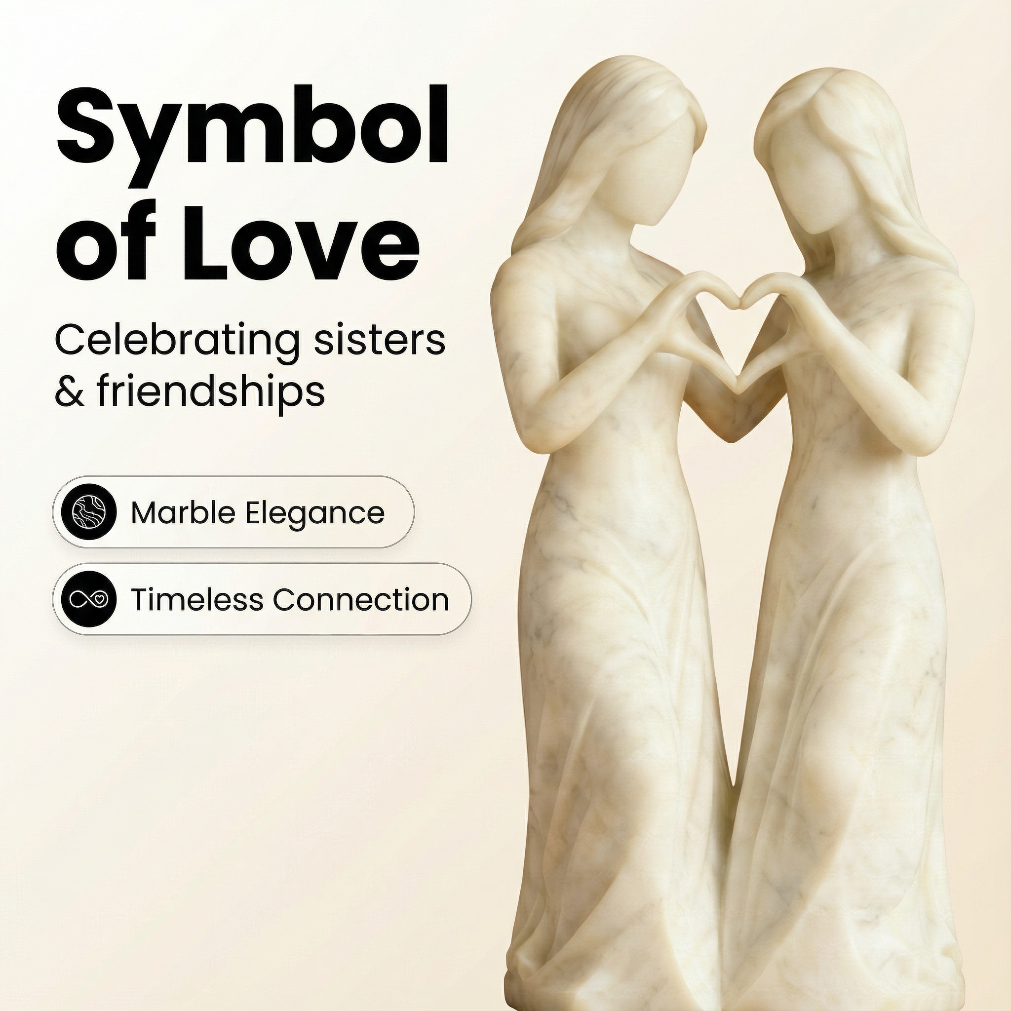 Celebrates Friendships Handmade White Marble Sisters Sculpture