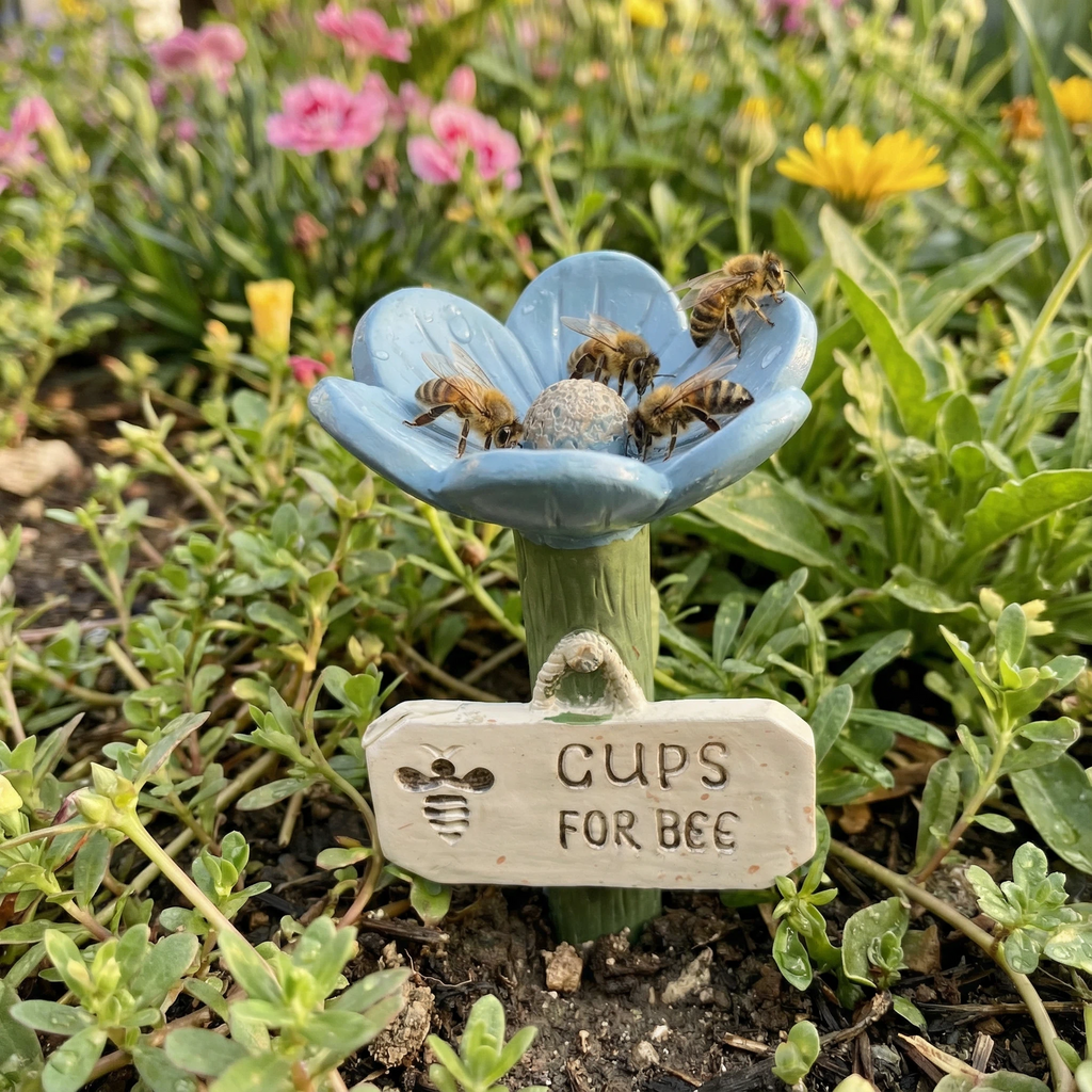 Flower-Shaped Ceramic Bee Watering Station (Random Color)