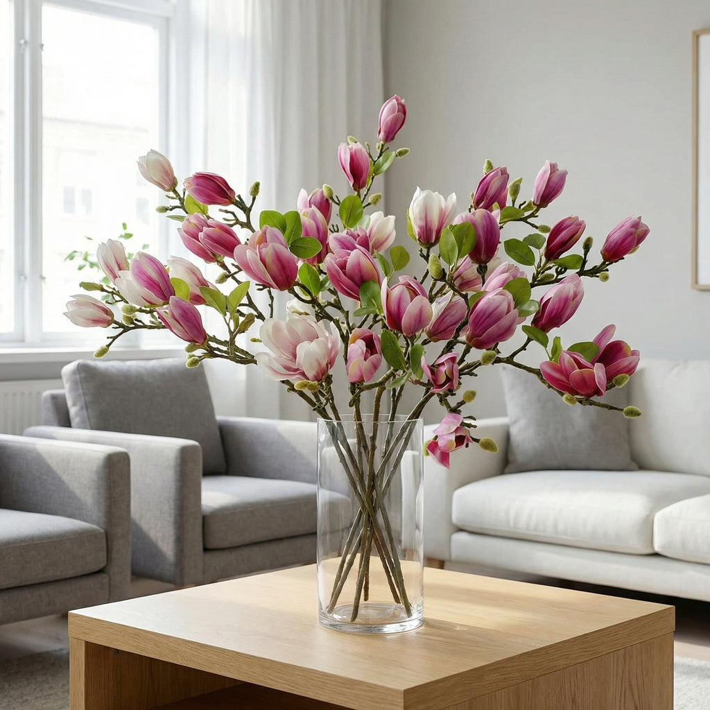 Artificial Magnolia Flower Branches Stem