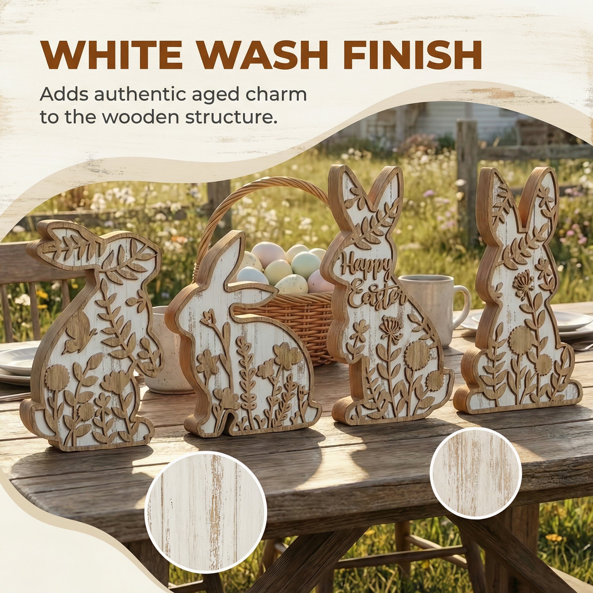 Easter Rabbit Table Wooden Signboard Decorative Set