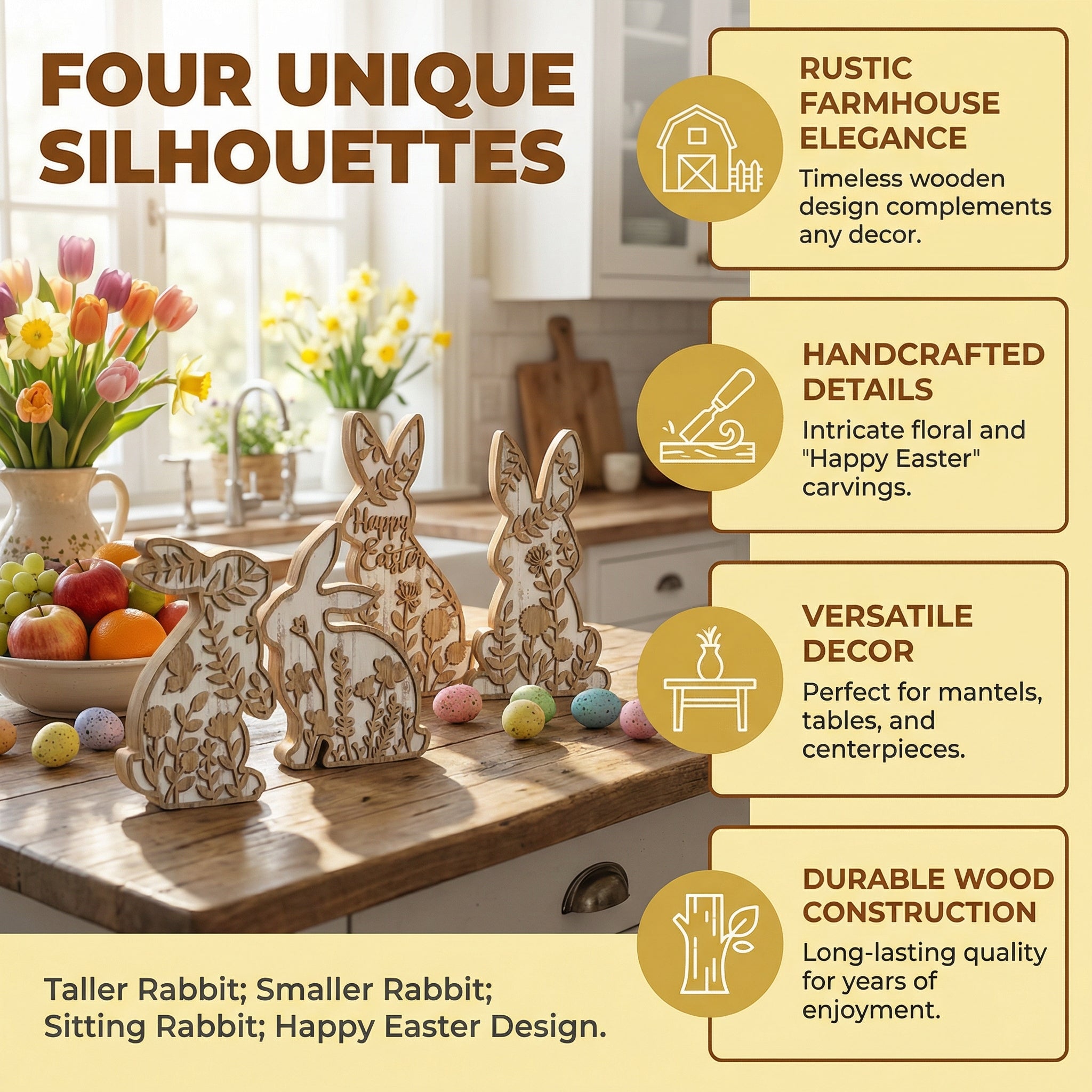 Easter Rabbit Table Wooden Signboard Decorative Set