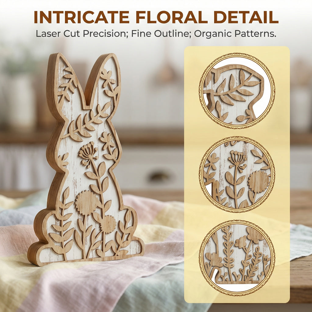 Easter Rabbit Table Wooden Signboard Decorative Set