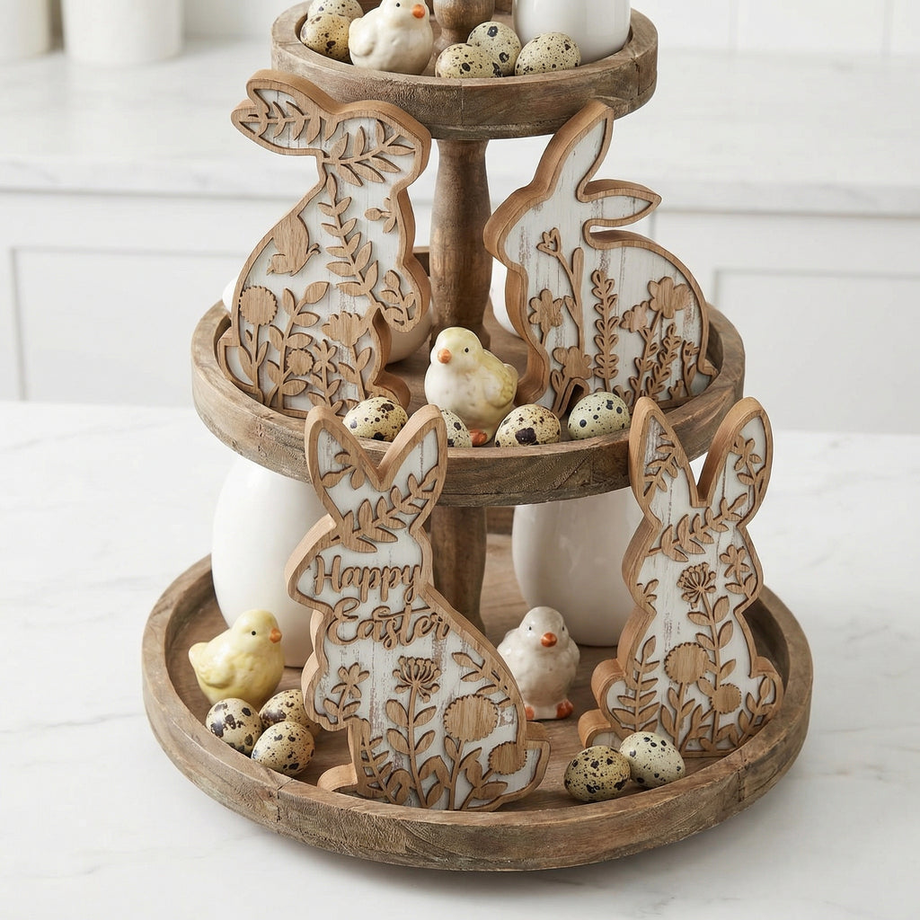 Easter Rabbit Table Wooden Signboard Decorative Set