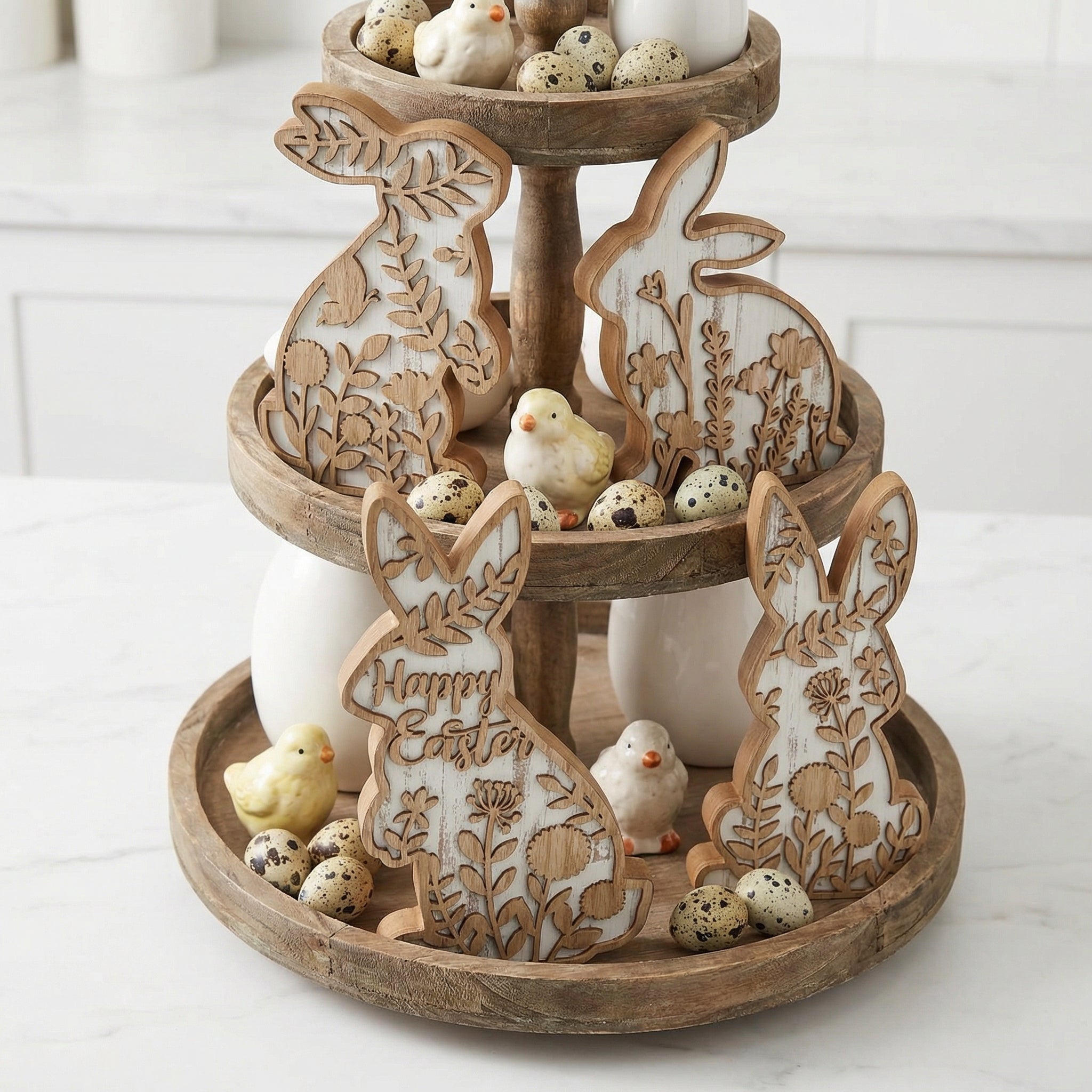 Easter Rabbit Table Wooden Signboard Decorative Set