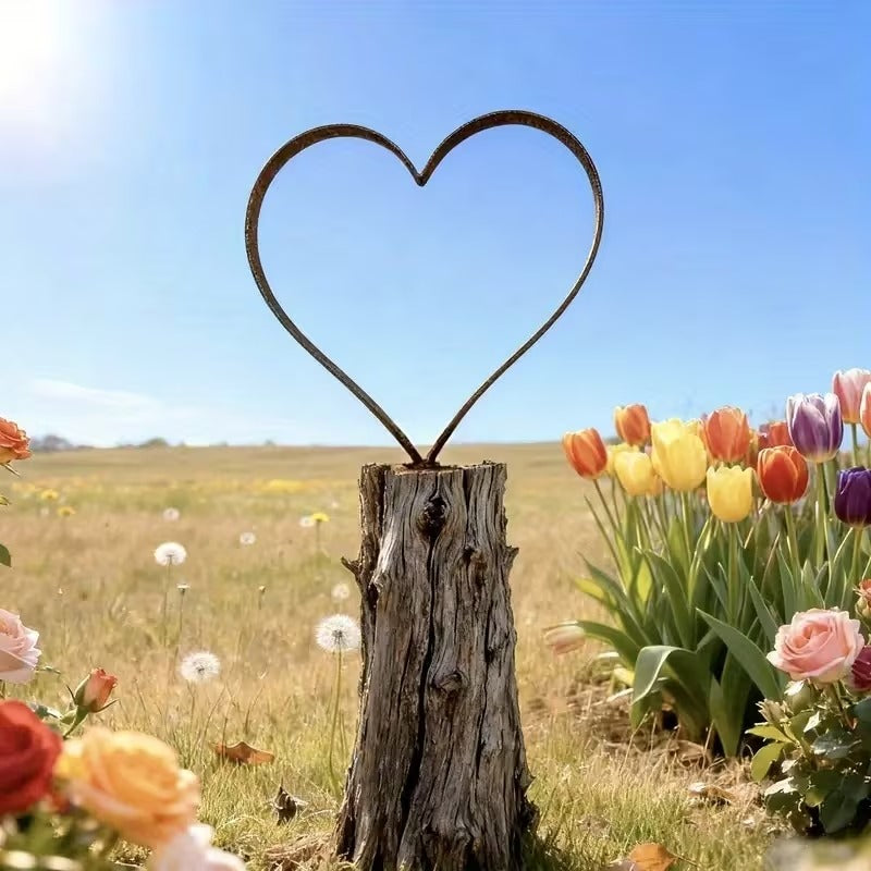 Rustic Metal Heart Garden Stake