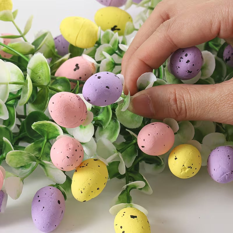 Easter Artificial Garland Decor with Colorful Eggs and Eucalyptus Leaves