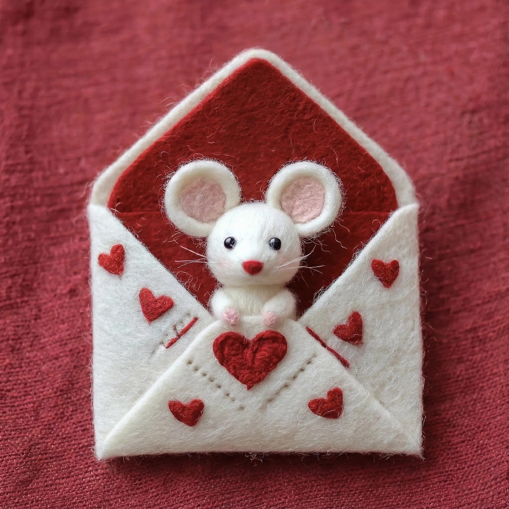 Handmade Needle Felted Mouse ,Valentine's Day Gift