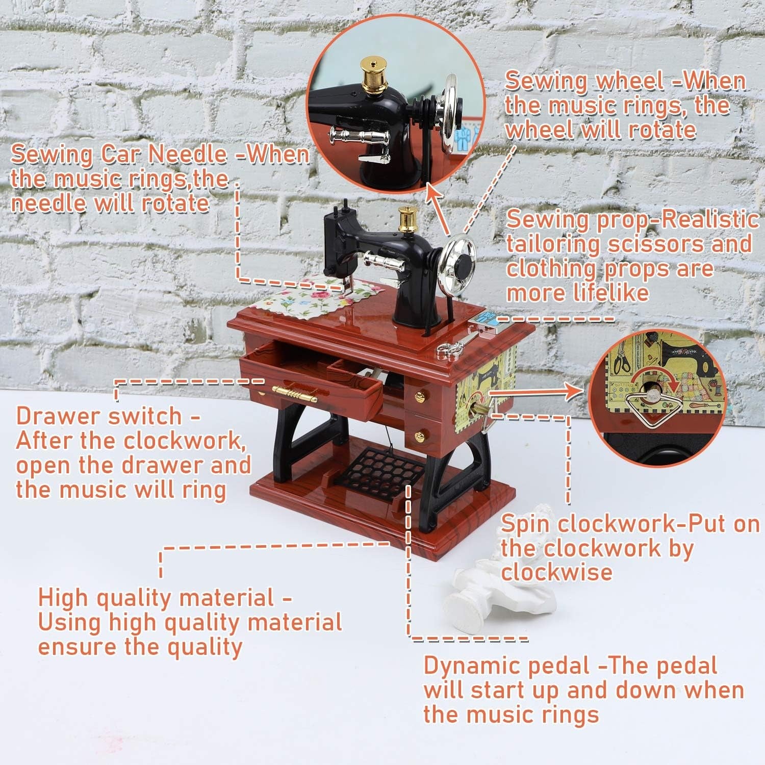 Vintage Sewing Machine Music Box