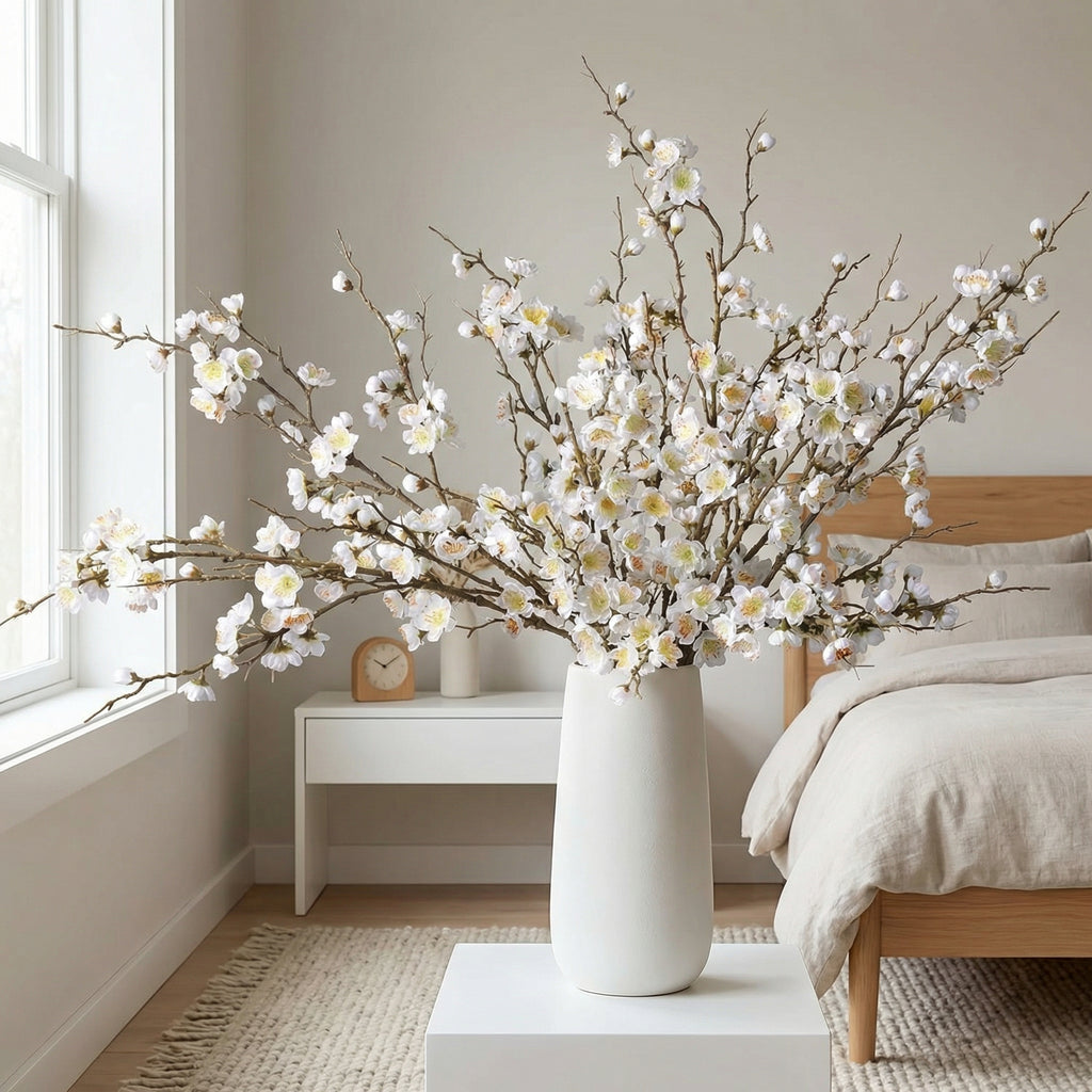 5 Stems Artificial Cherry Blossom Branches Spring Indoor Decoration