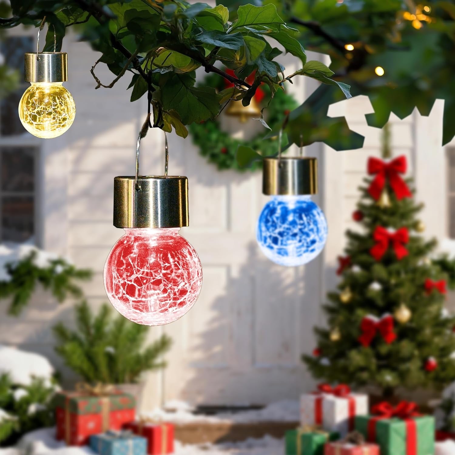Hanging Cracked Glass Ball Solar Lights