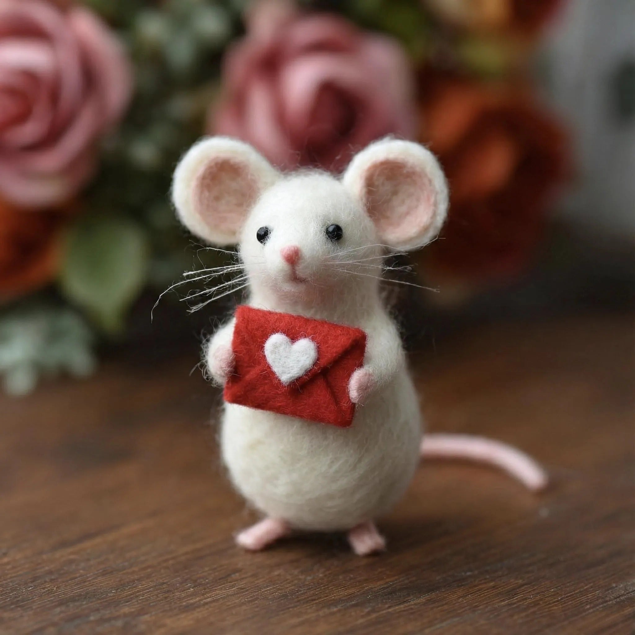 Handmade Needle Felted Mouse ,Valentine's Day Gift
