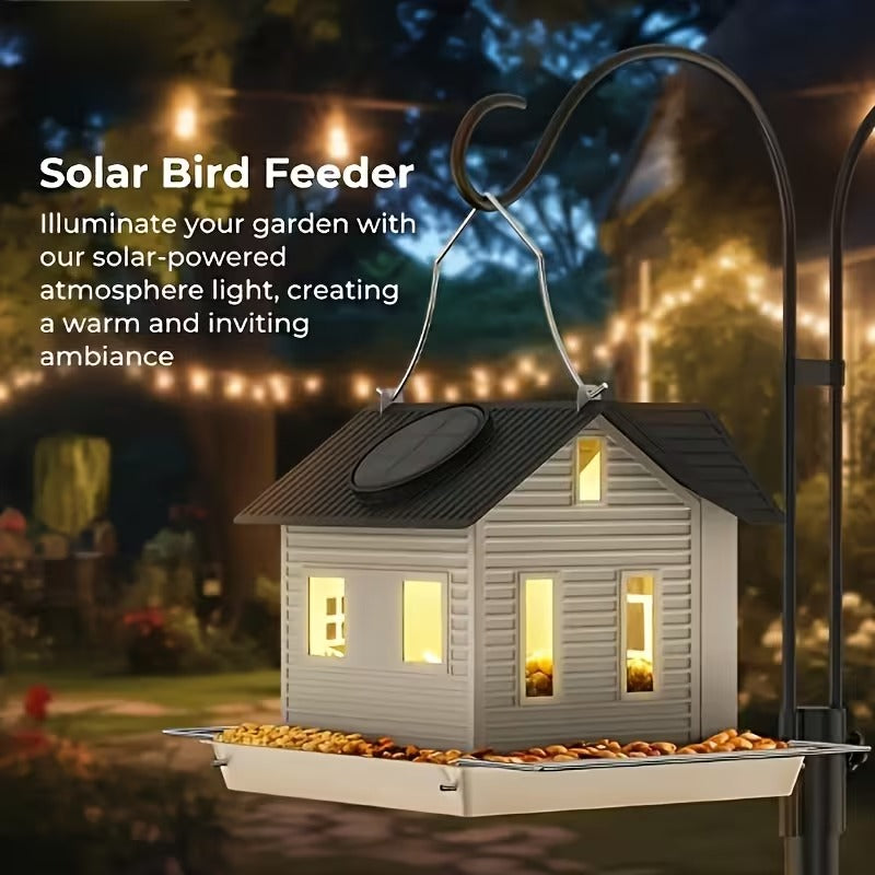 Solar-Powered Rustic Metal Bird Feeder