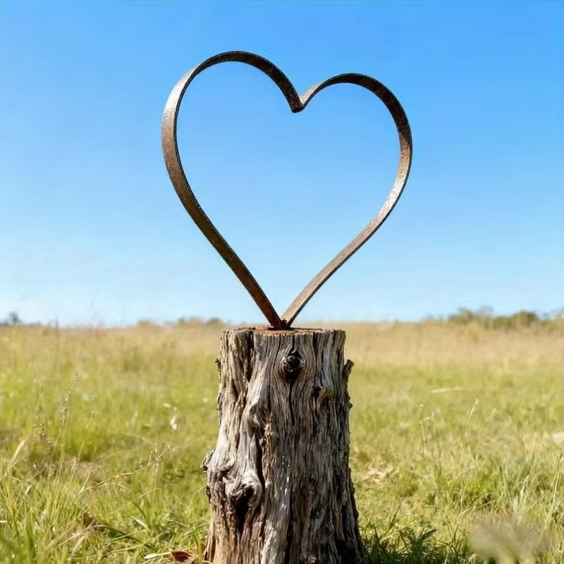 Rustic Metal Heart Garden Stake