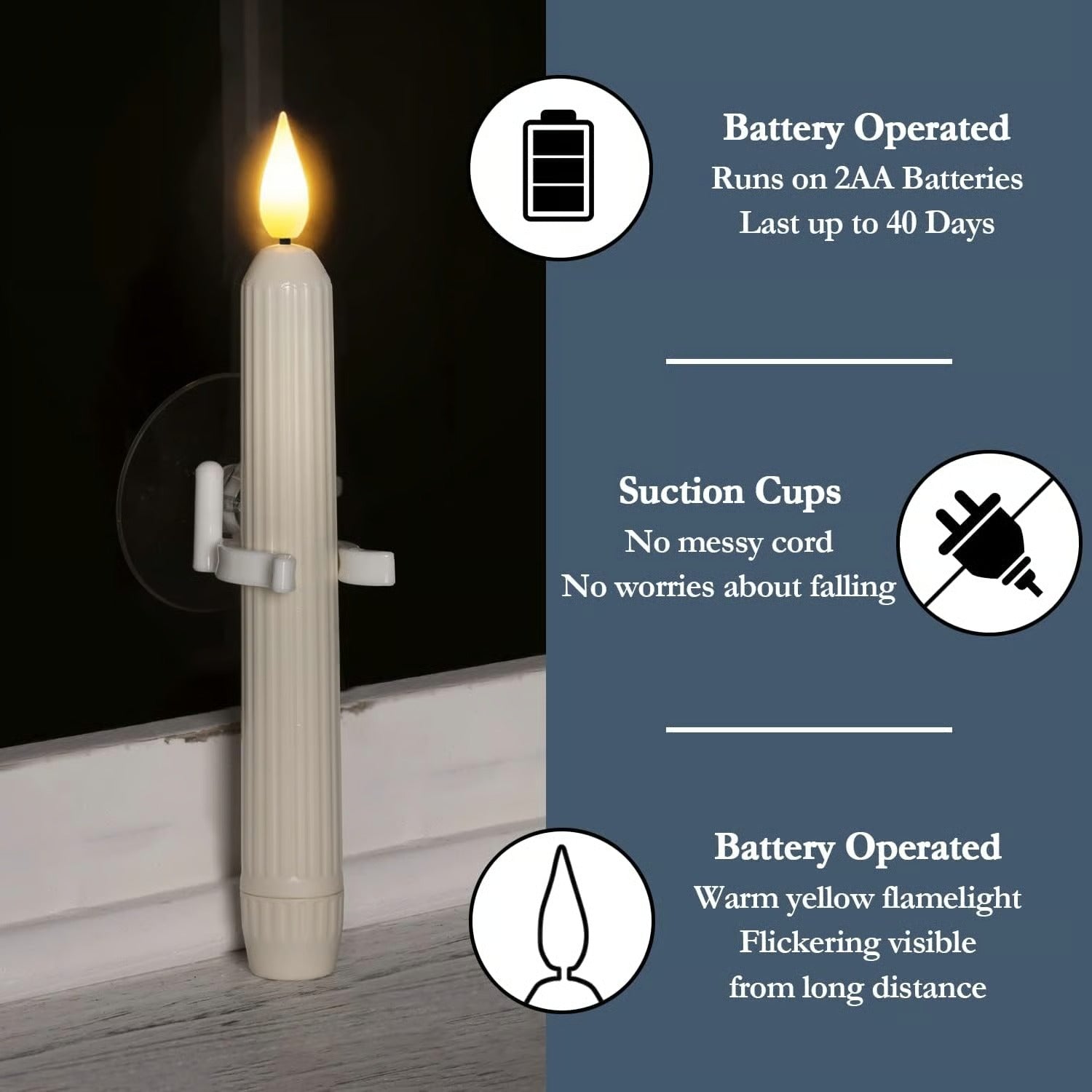 Window Flameless Led Taper Candles with Sensor Dusk to Dawn