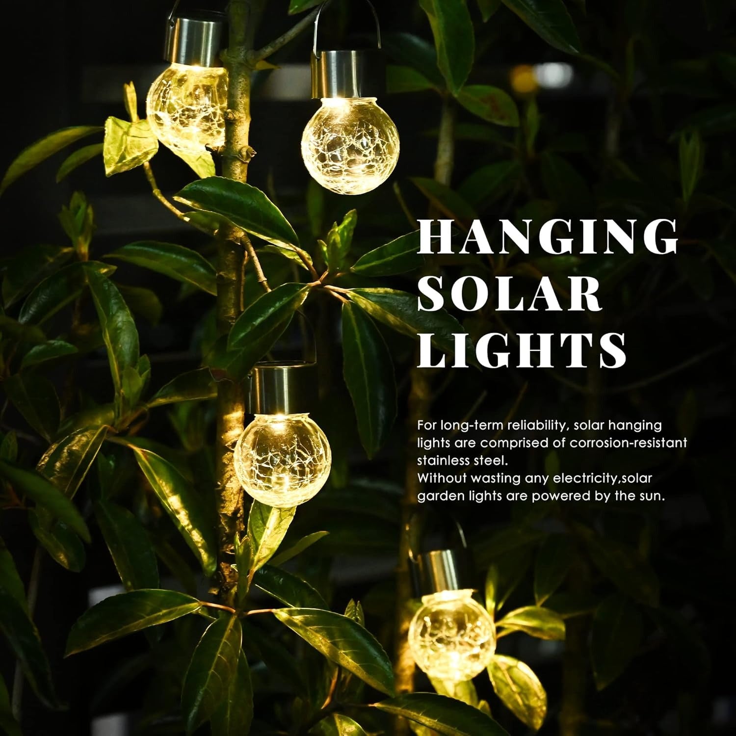 Hanging Cracked Glass Ball Solar Lights