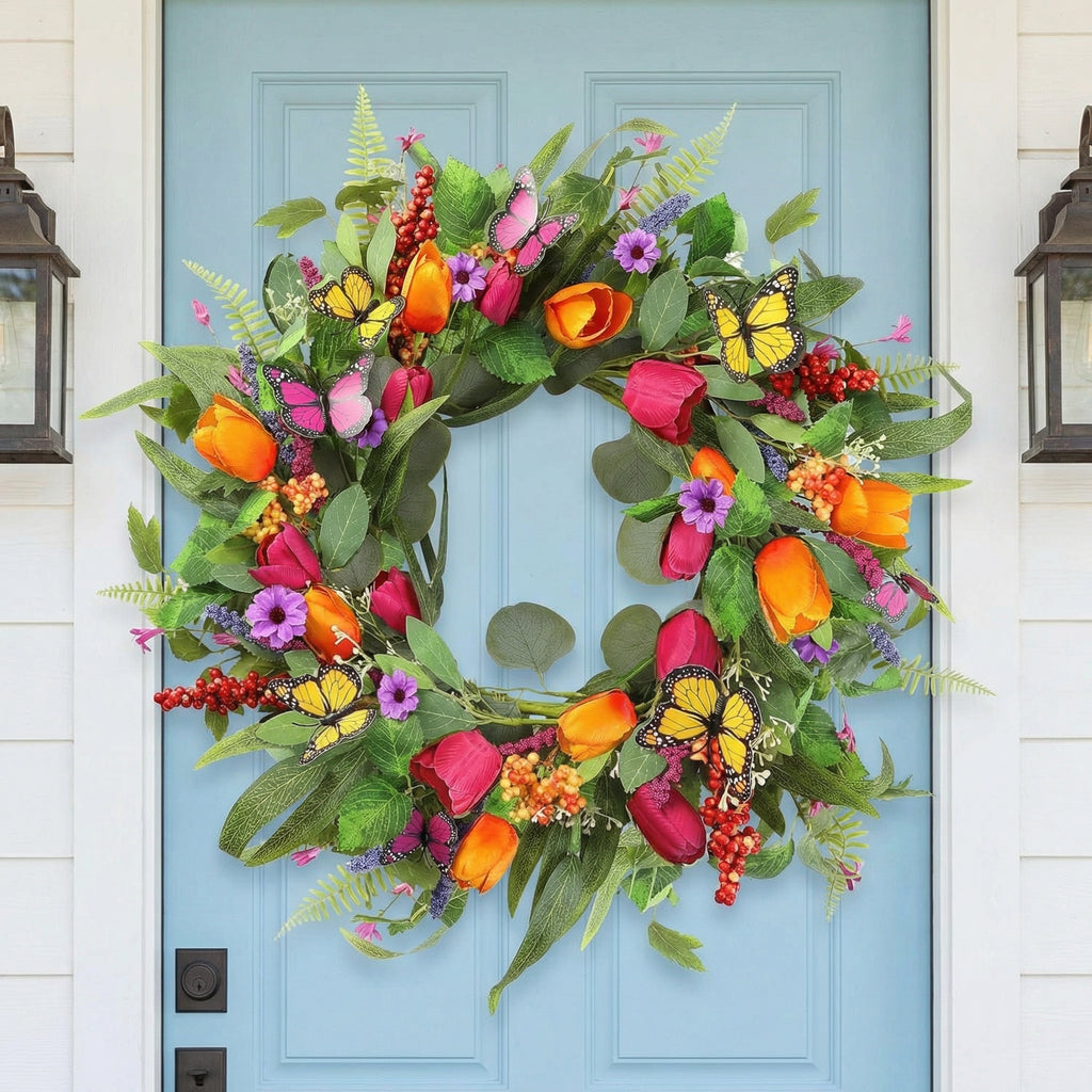 Artificial Tulip Wreath for Easter and spring decorating