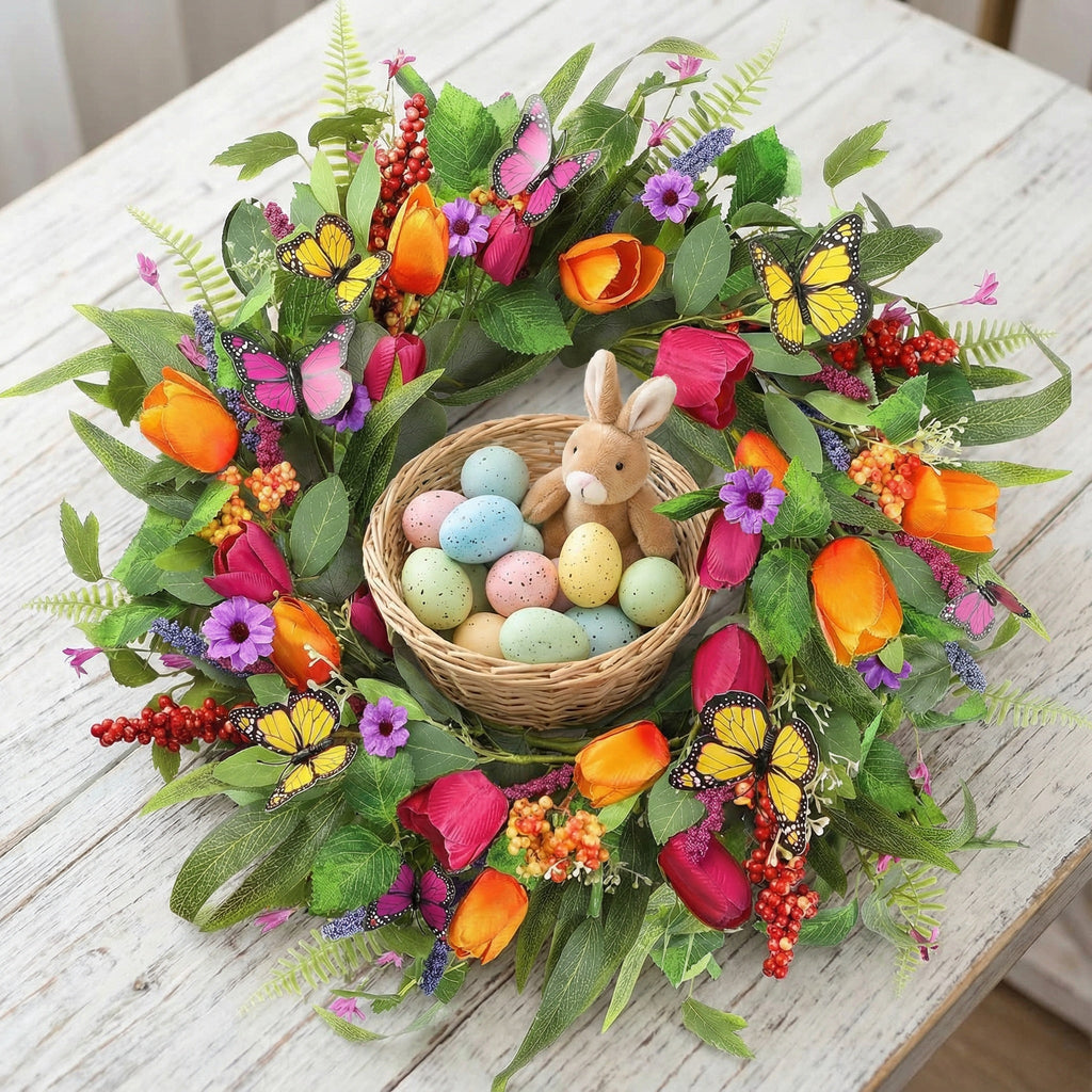 Artificial Tulip Wreath for Easter and spring decorating