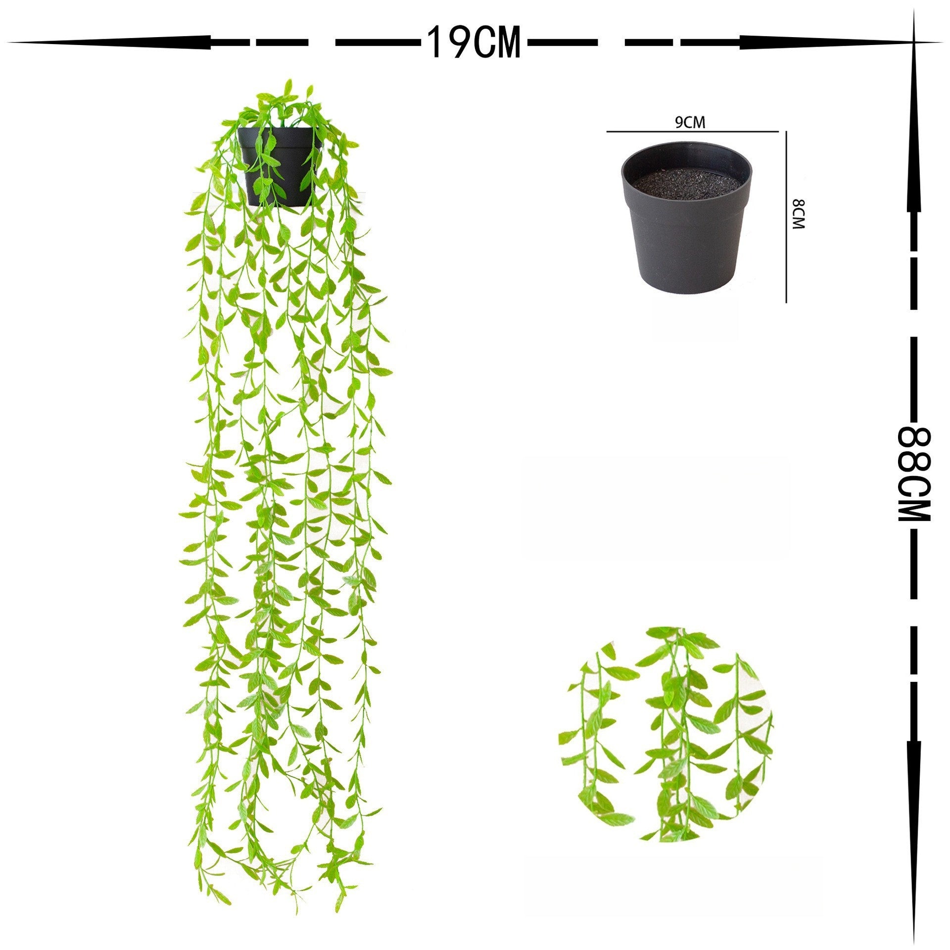 Lifelike Faux Hanging Vine Plant with Pot
