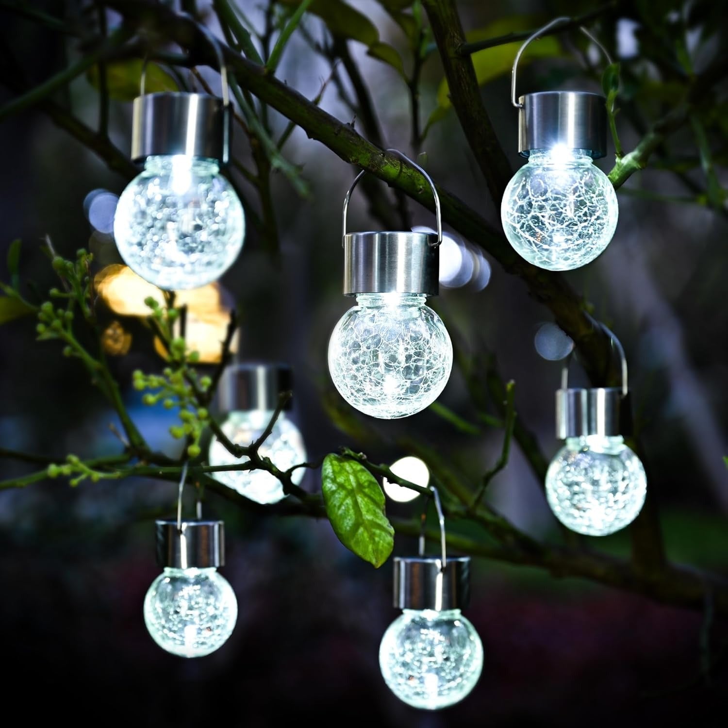 Hanging Cracked Glass Ball Solar Lights