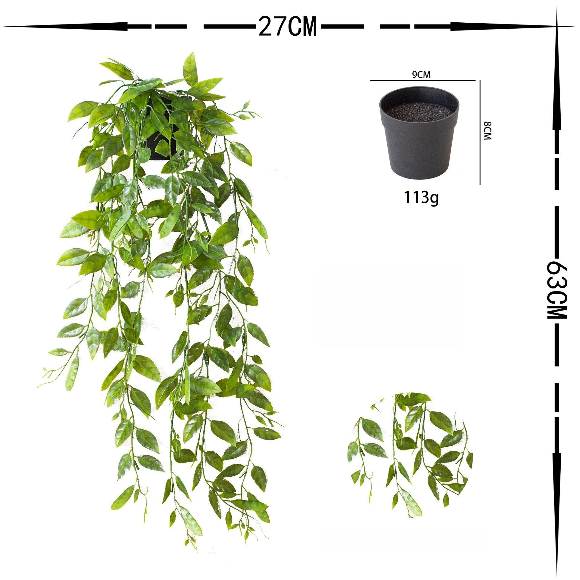 Lifelike Faux Hanging Vine Plant with Pot