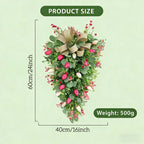 Artificial Tulip Door Swag with Greenery Leaves and Burlap Bow