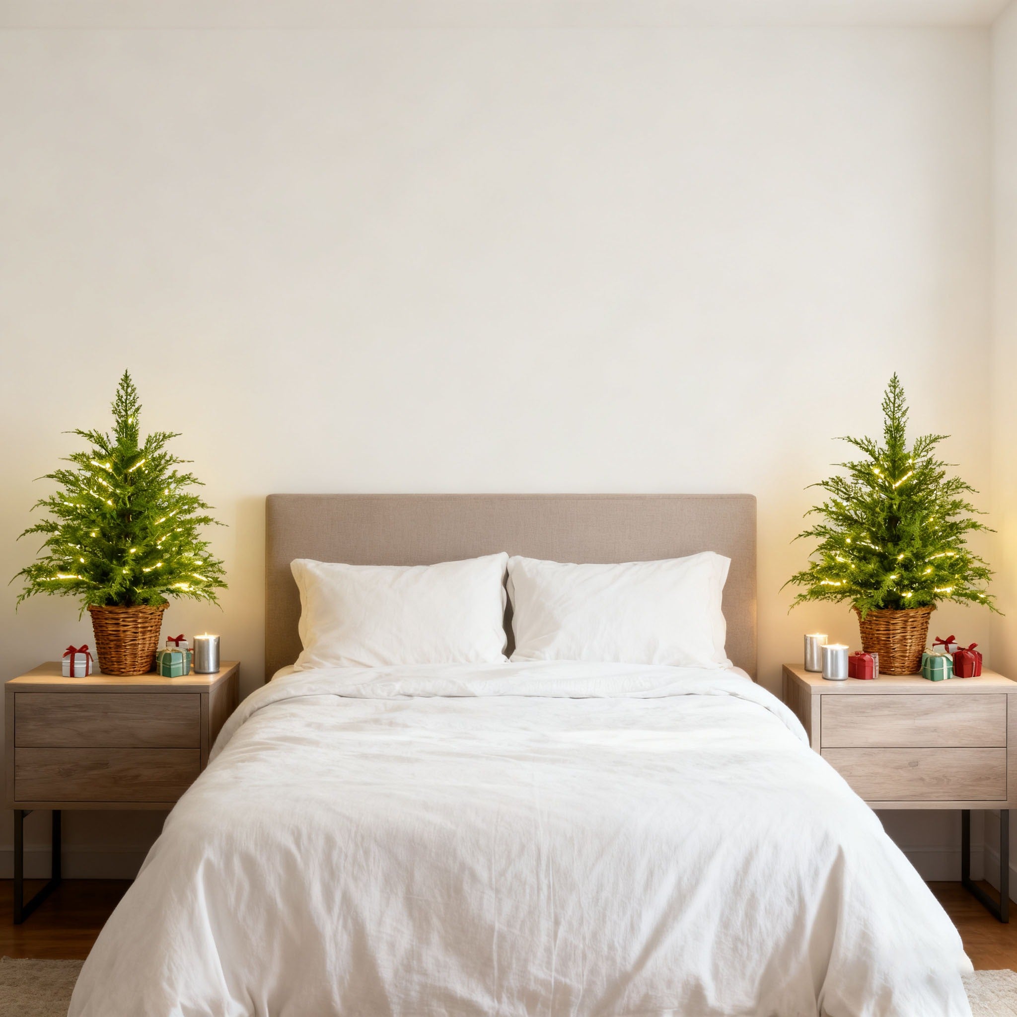 Pre-Lit Green Cypress Artificial Christmas Tree With Woven Basket And Timer